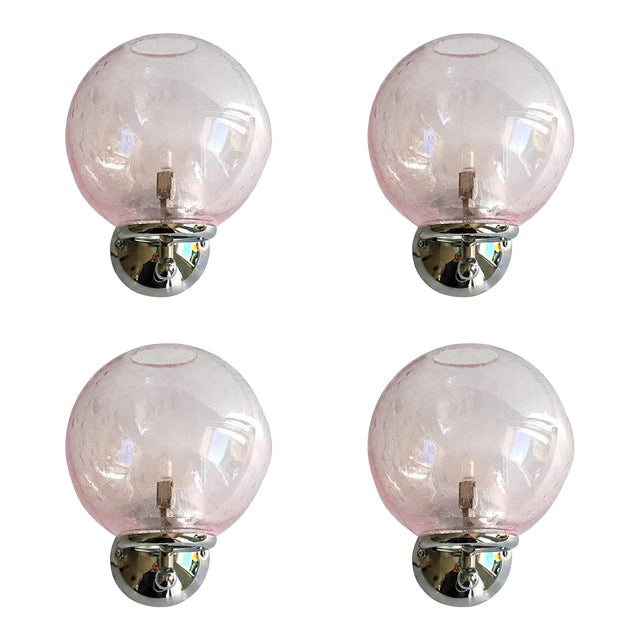Sculptural Pink “Pulegoso” Murano Glass Wall Sconces —Lot of 4 For Sale