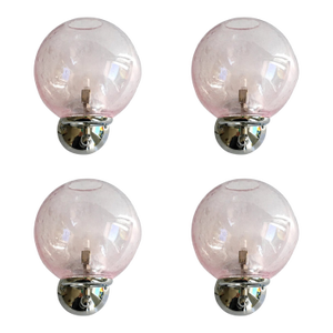 Sculptural Pink “Pulegoso” Murano Glass Wall Sconces —Lot of 4