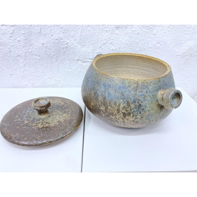 Blue Studio Ceramic Bowl with Lid by Horst Seifert, 1970s For Sale - Image 8 of 12