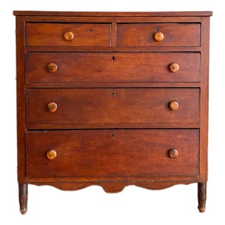 Antique Early 1800s American Neoclassical Cherry Chest of Drawers, Probably Pennsylvania For Sale