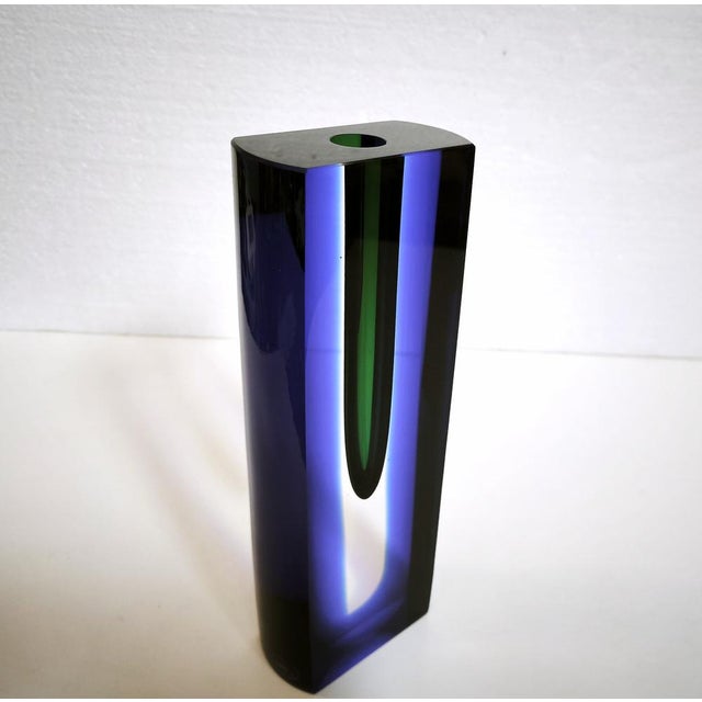 Vintage Glass Sommerso Vase by Pavle Havelka for Princ Art Glass, Czech, 1990s For Sale - Image 9 of 18