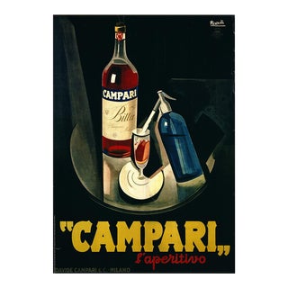 1980s Campari Aperitivo by Marcello Nizzolo Vintage Offset Lithography Large Poster Print For Sale