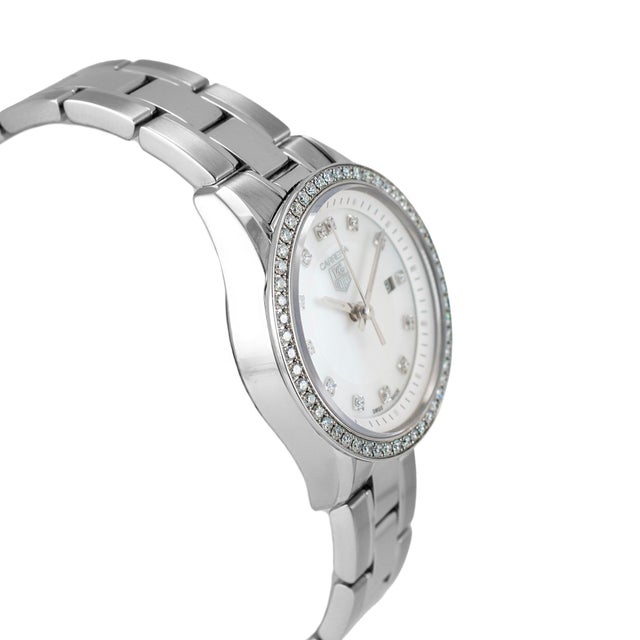 Tag Heuer Ladies Tag Heuer Carrera 27mm wv1413.ba0793 Mop Diamond Dial Steel Quartz Watch For Sale - Image 4 of 11