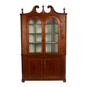 Early 19th Century Federal Glass Door Corner Cupboard