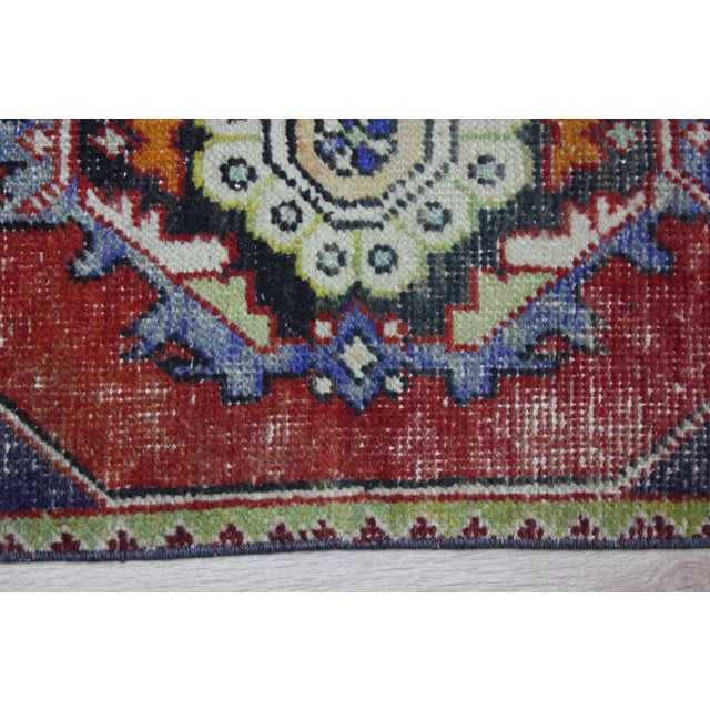 Textile 1980s Turkish Red Medallion Doormat Rug For Sale - Image 7 of 11