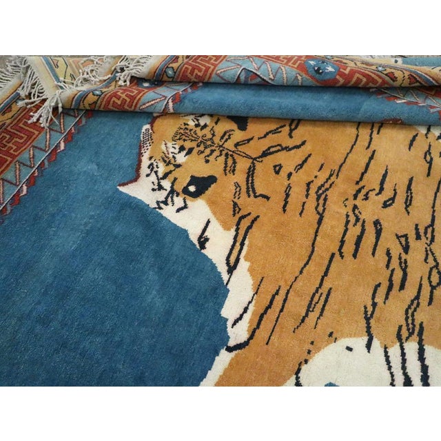 Blue Galerie Shabab Collection Early 20th Century Indian Pictorial Agra Carpet For Sale - Image 8 of 8