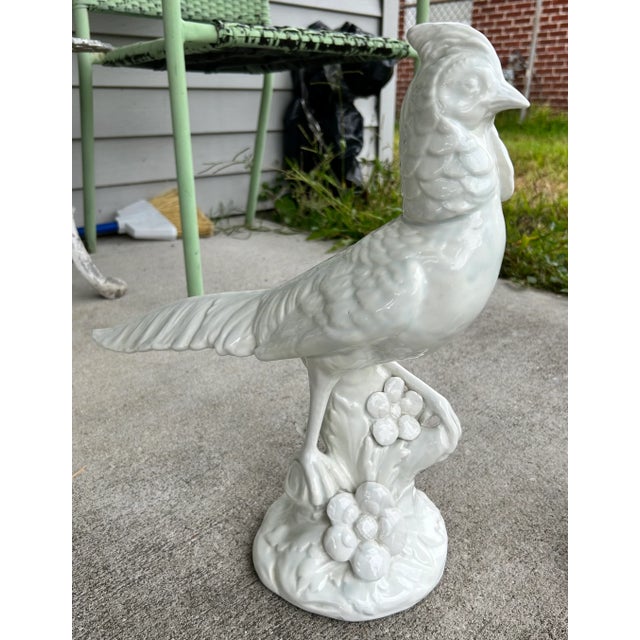 Up for sale is a Pair of Vintage Circa 1960 Italian Mid Century Modern White Ceramic Pheasant Sculptures! The one pictured...