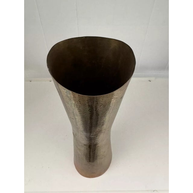 Italian Modern Hand-Beaten Brass Vase, 1970s For Sale - Image 8 of 12