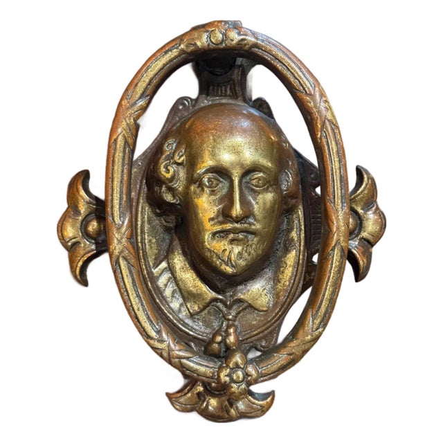 Antique Bronze 19th Century William Shakespeare Doorknocker For Sale