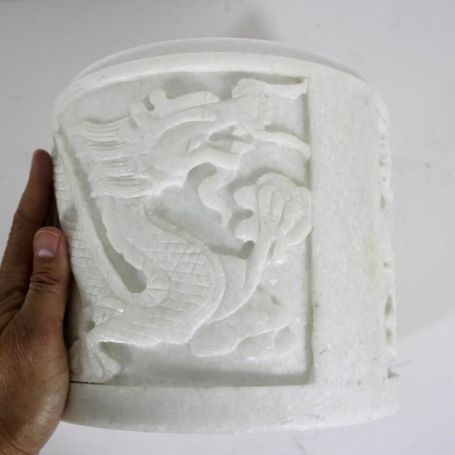 Late 20th Century Vintage Carved Stone Dragon Planter For Sale - Image 5 of 9