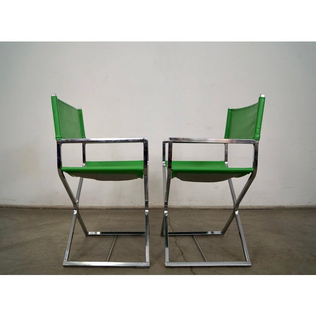 Metal 1970’s Mid-Century Modern Chrome Director’s Chairs - A Pair For Sale - Image 7 of 12