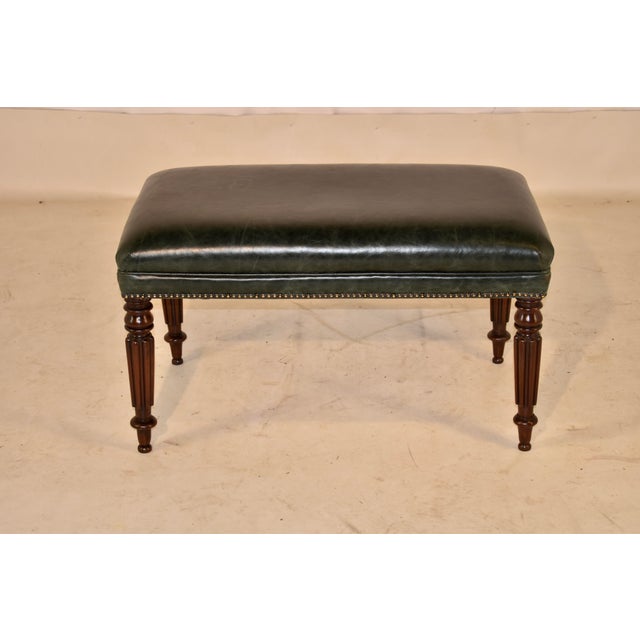 19th Century English Mahogany Leather Bench For Sale - Image 4 of 8