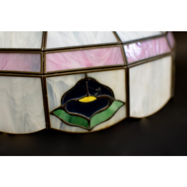 Early 20th Century Tiffany Style Glass Ceiling Light Lamp Shade Floral Excellent For Sale - Image 10 of 16