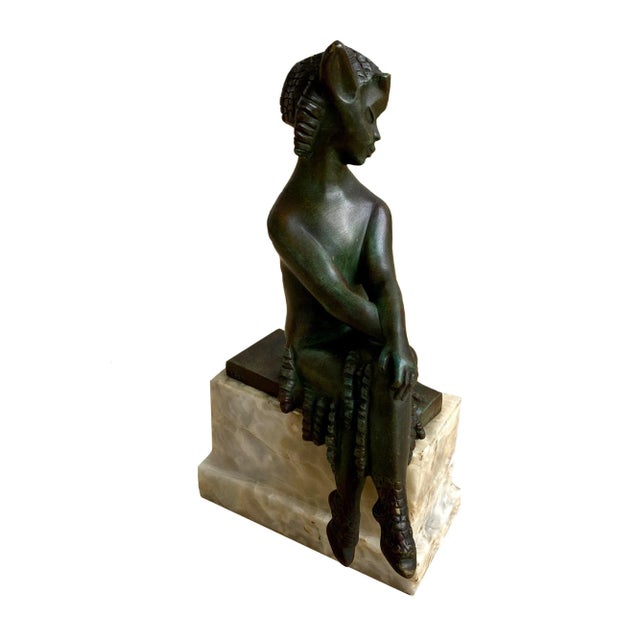 Circa 1920 French Art Deco Seated Bronze Satyr Attributed to Charlotte Monginot For Sale In Charleston - Image 6 of 6
