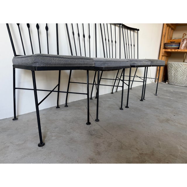 Metal 1970s Vintage Black Painted Metal Outdoor Garden Dining Chairs – Set of 4 For Sale - Image 7 of 12