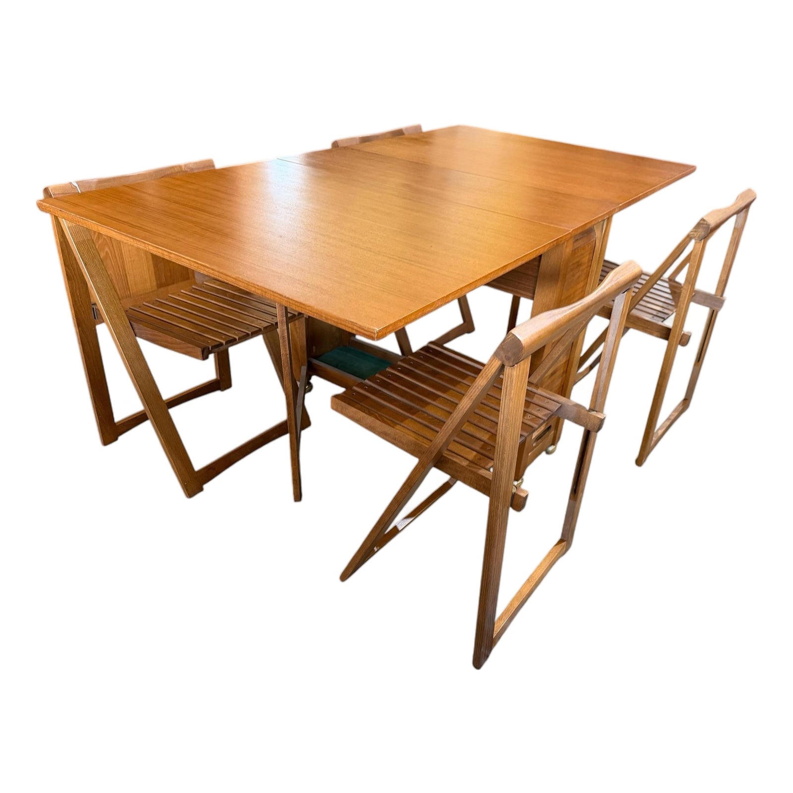 1960s Romanian Mid-Century Modern Hideaway Drop Leaf Dining Set