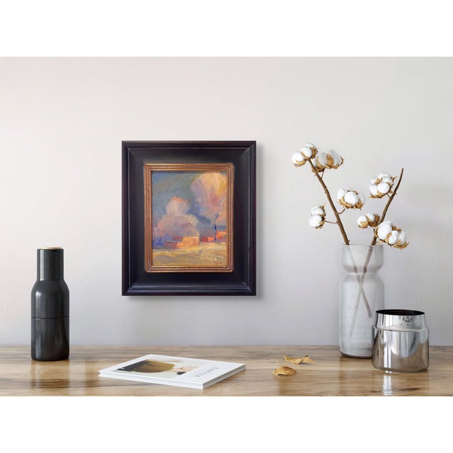 Taos Winter by Jane Ford | Oil on Panel Winter landscape with soft colors and trees. For Sale - Image 4 of 5