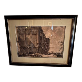 Framed Italian Print of Roman Ruins, 19th Century For Sale