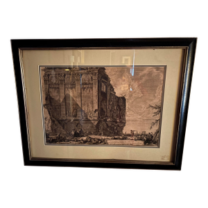 Framed Italian Print of Roman Ruins, 19th Century