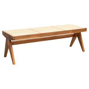 057 Civil Bench in Wood and Woven Viennese Cane by Pierre Jeanneret for Cassina