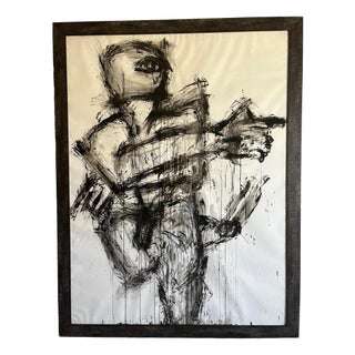 Claude Adrian Caponnetto, Composition, Charcoal on Paper, 1970s For Sale