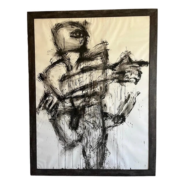 Claude Adrian Caponnetto, Composition, Charcoal on Paper, 1970s For Sale