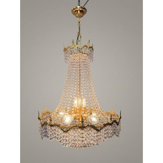 Metal Large Vintage Empire Style French Cascading Chandelier For Sale - Image 7 of 7