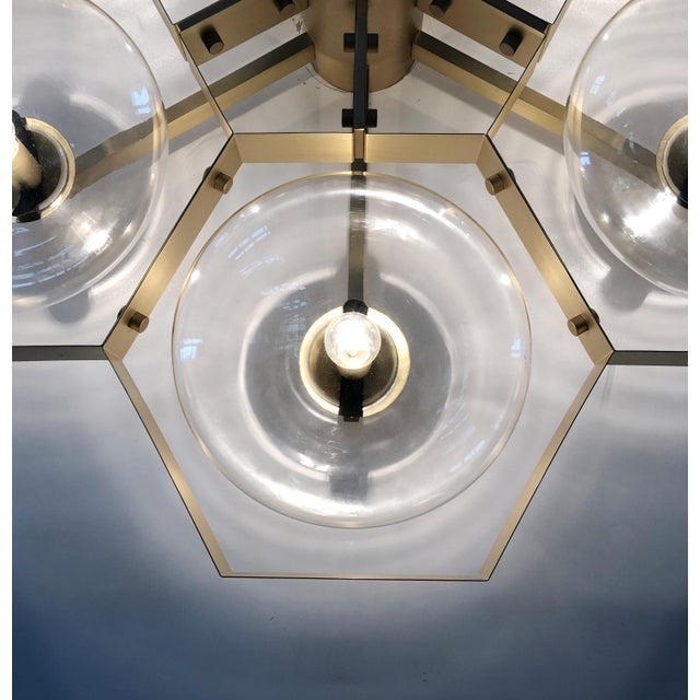 21st Century Hive Satin Brass Clear Murano Flush Mount by Fabio LTD For Sale - Image 9 of 9