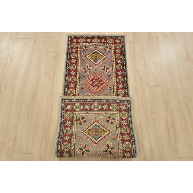 Kazak Runner 1’11” X 5’8” Gray Wool Tribal Hand-Knotted Oriental Rug For Sale - Image 10 of 11