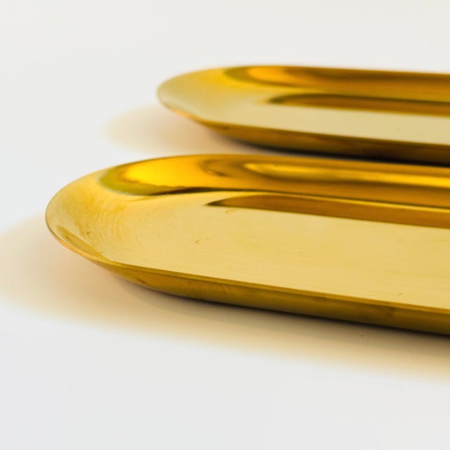 Brass Vintage Oval Brass Nesting Trays - Set of 2 For Sale - Image 8 of 8