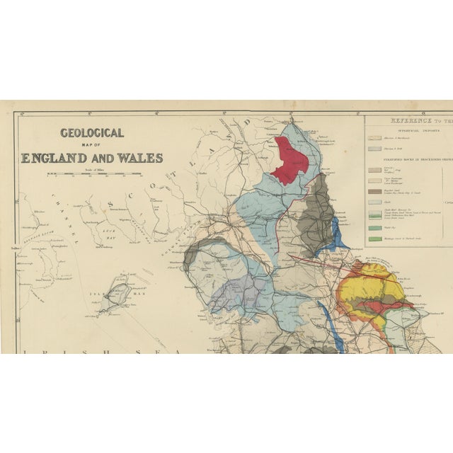 Antique Geological Map of England & Wales, 1880s, Set of 2 For Sale - Image 5 of 11