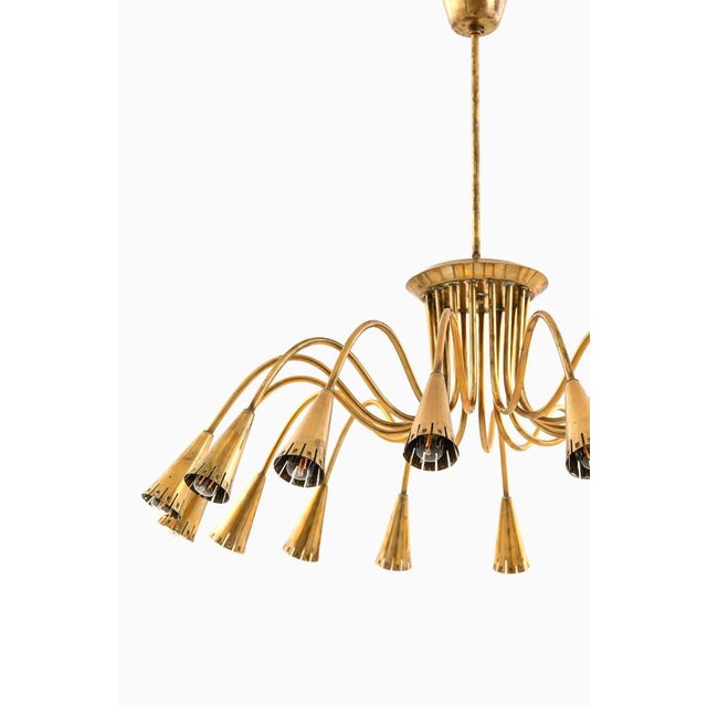 Ceiling Lamp with Conical Brass Shade from Harald Notini, 1950s For Sale - Image 3 of 10