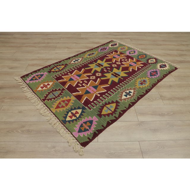 1970s Turkish Tribal Style Hand Knotted Oushak Kilim Rug For Sale - Image 4 of 13