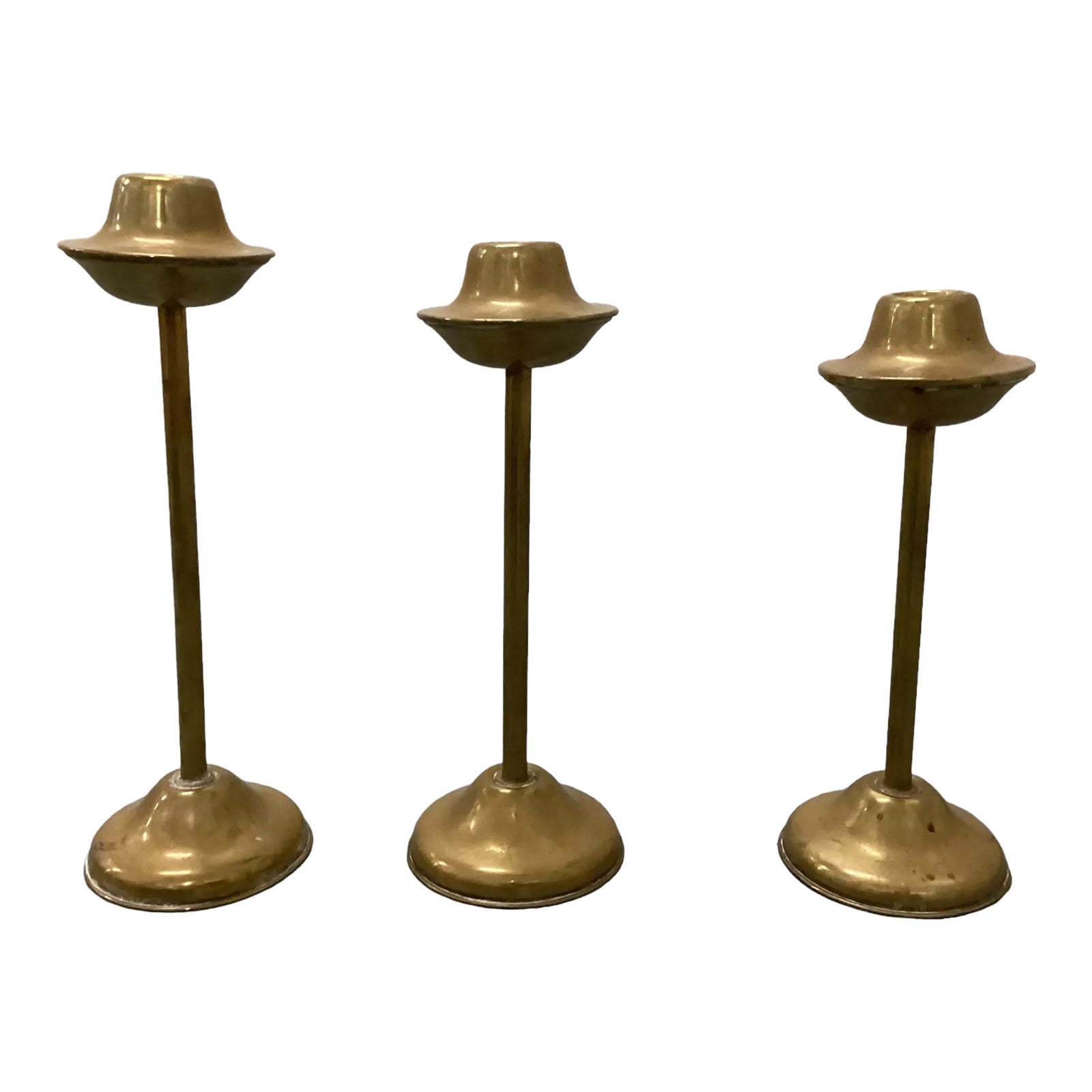 Modern Brass Candlesticks Set of 3, Denmark, 1960s Chairish
