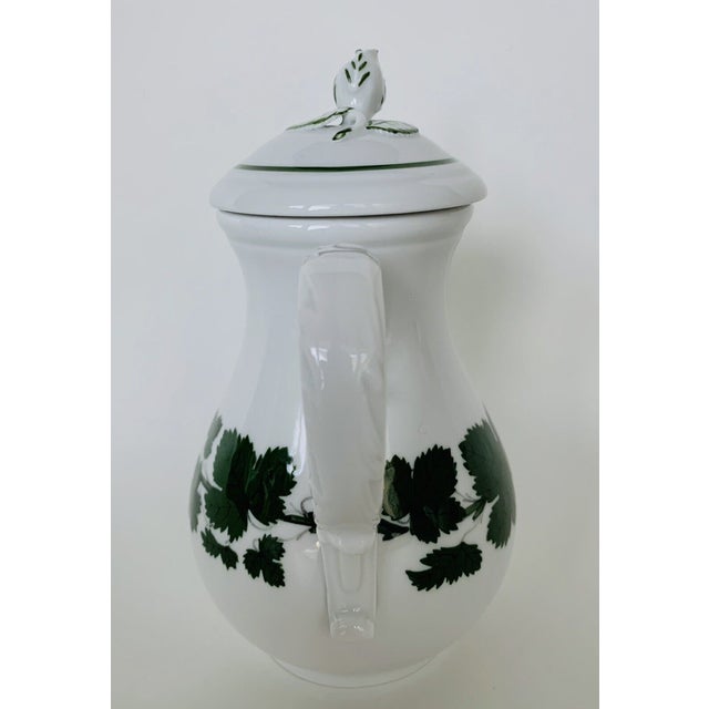 Meissen Green Ivy Vine Pattern Individual Coffee Tea Pot with Lid from the 1930s Excellent condition. Single flaw is a...