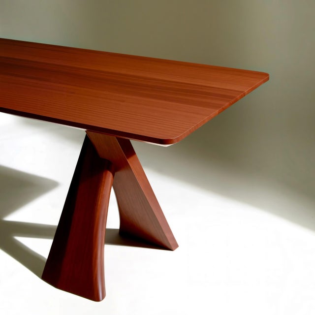 Sculptural X-Base Mahogany Dining Table by Michael Maximo For Sale - Image 6 of 10
