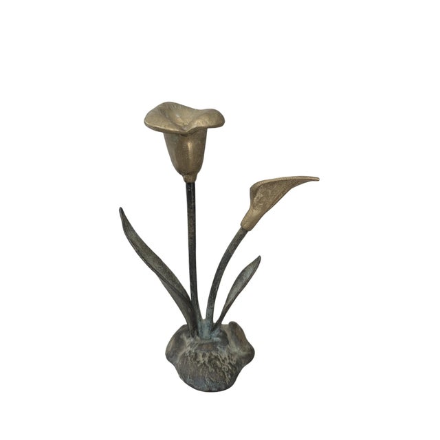 Vintage Brass Lily Flower Candle Holder For Sale - Image 9 of 18
