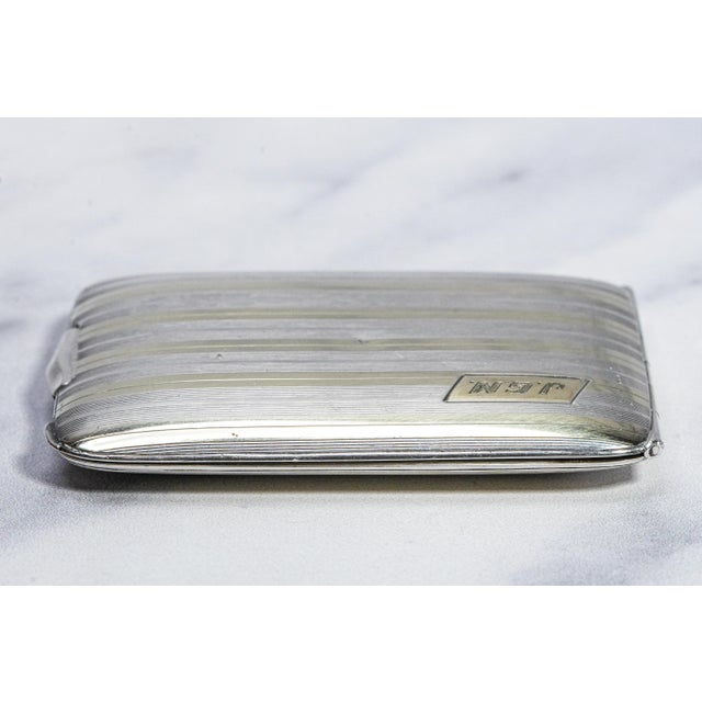 1920s Art Deco Engine Turned Antique Gorham Sterling Silver 14k Gold Matchbook Holder Case Matches Vesta Tobacciana For Sale - Image 12 of 16