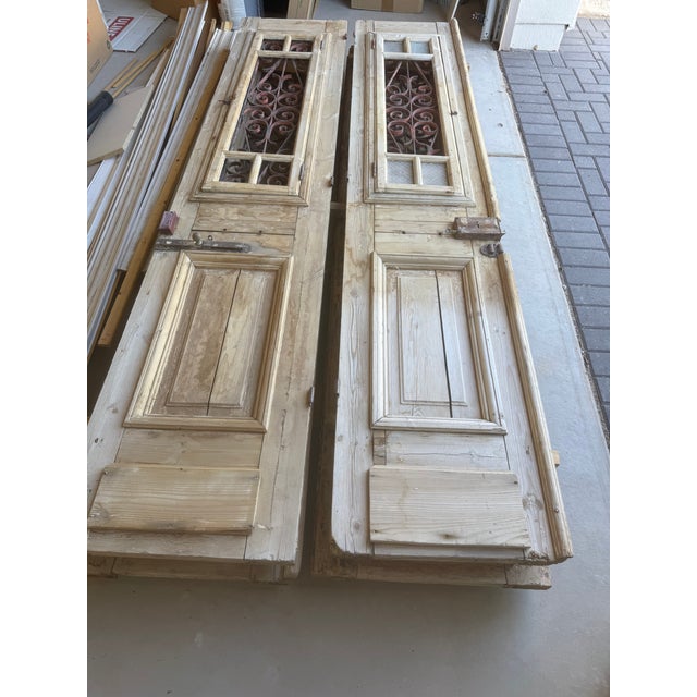 Antique Architectural Salvage Doors French Mediterranean Style With Iron Grilles For Sale In Phoenix - Image 6 of 10