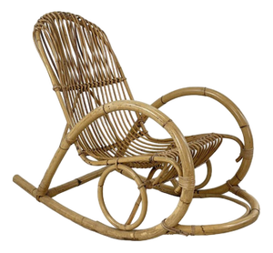 Mid-Century Italian Rattan Rocking Chair in the style of Franco Albini