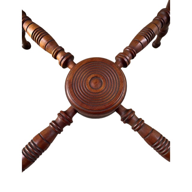 Wood Antique Spool-Turned Oak Side Table For Sale - Image 7 of 11