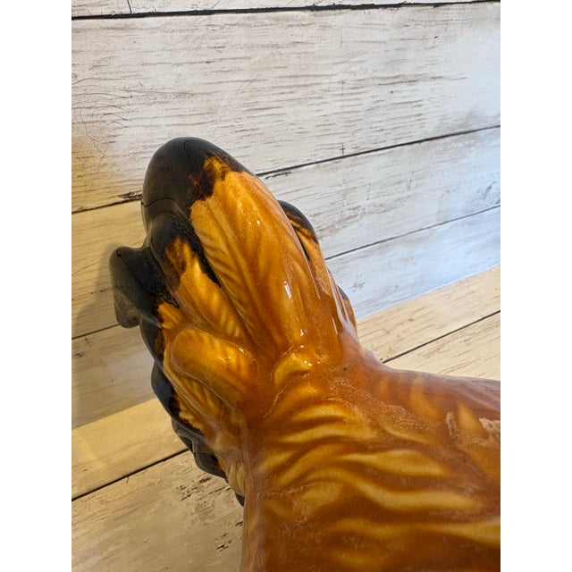 Orange Large Vintage Ceramic Rooster Figurine in the Style of Italian Majolica For Sale - Image 8 of 12