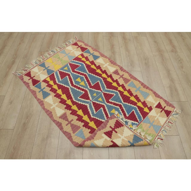 1970s 1970s Scandinavian Red Small Kilim For Sale - Image 5 of 13