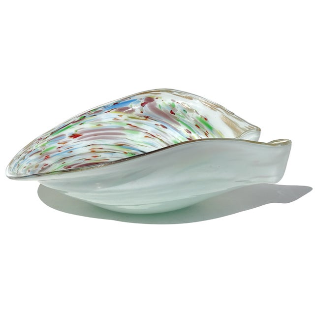 Murano Vintage Rainbow Colors Swirl With Copper Aventurine Italian Art Glass Decorative Bowl For Sale In Orlando - Image 6 of 7
