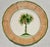 Striking vintage Vietri Italian porcelain plates featuring a tropical coconut palm tree motif framed by an elegant...