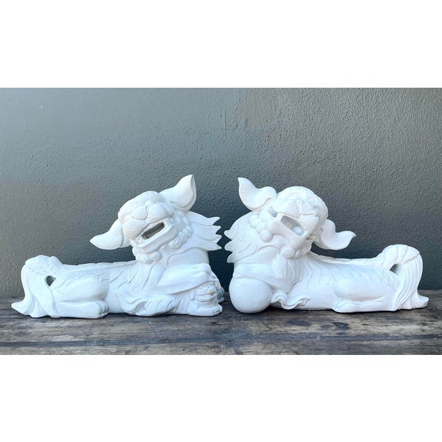 Vintage Cast Concrete Foo Dogs - Set of 2 For Sale - Image 4 of 12
