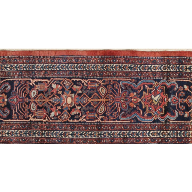 Antique Farahan Sarouk Carpet, Handmade Oriental Rug, Red, Navy, Fine Details For Sale - Image 12 of 17