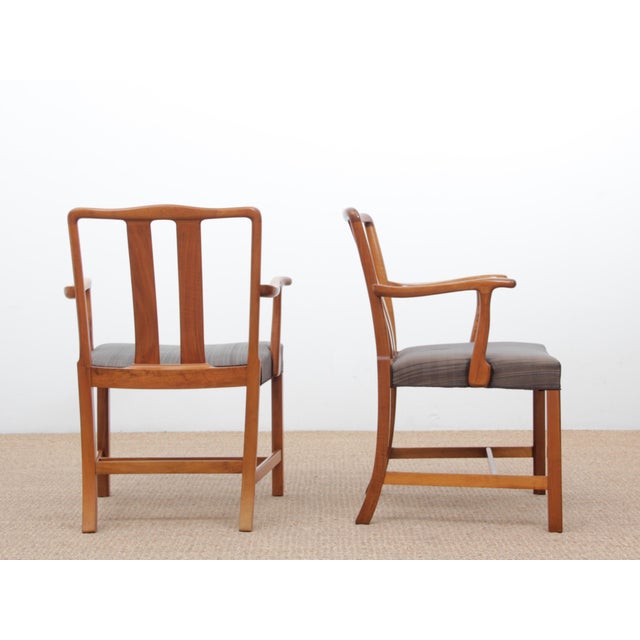 Mid-Century Modern Set of Scandinavian FH43 Armchairs by Ole Wanscher for Fritz Hansen, 1943 For Sale - Image 3 of 18