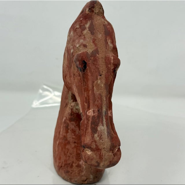 15th Century & Earlier Han Dynasty Antique Chinese Pottery Horse Head Funerary Tomb Figure For Sale - Image 5 of 10