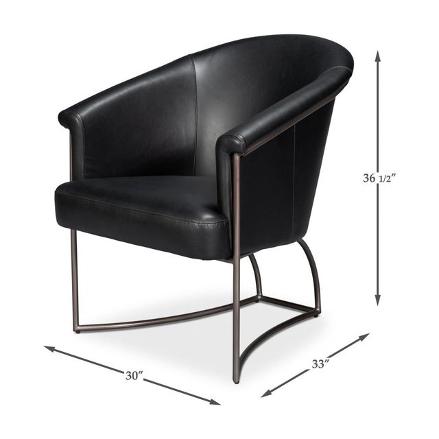Black Leather Tub Chair For Sale - Image 11 of 11